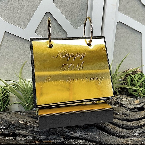 Vintage ‘HAPPY 50th ANNIVERSARY’ Golden Brass-Plated Photo Album Memoir Gift - Picture 13 of 13